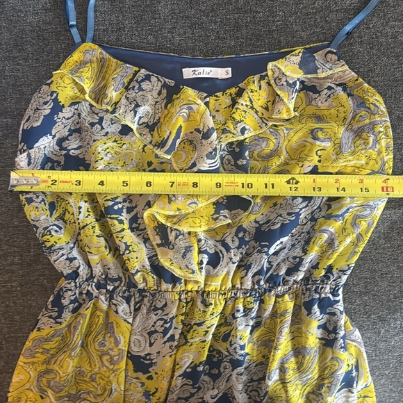 Vintage Katie Floral Yellow and Blue Flowy lined Women's Dress. Size Small. - Picture 7 of 8
